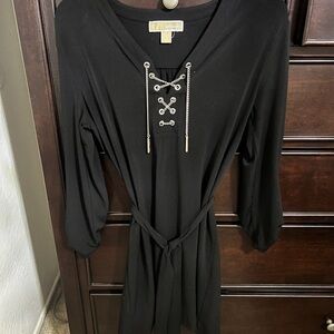 Michael Kors Black Dolman Sleeve V-Neck Dress